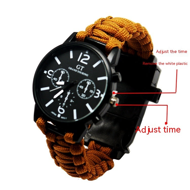Survival/ Led Light Outdoor Waterproof Camping First Aid Parachute Cord Climbing Watch