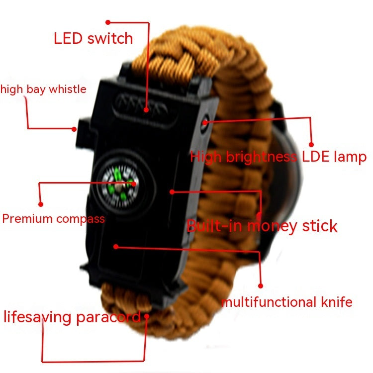 Survival/ Led Light Outdoor Waterproof Camping First Aid Parachute Cord Climbing Watch
