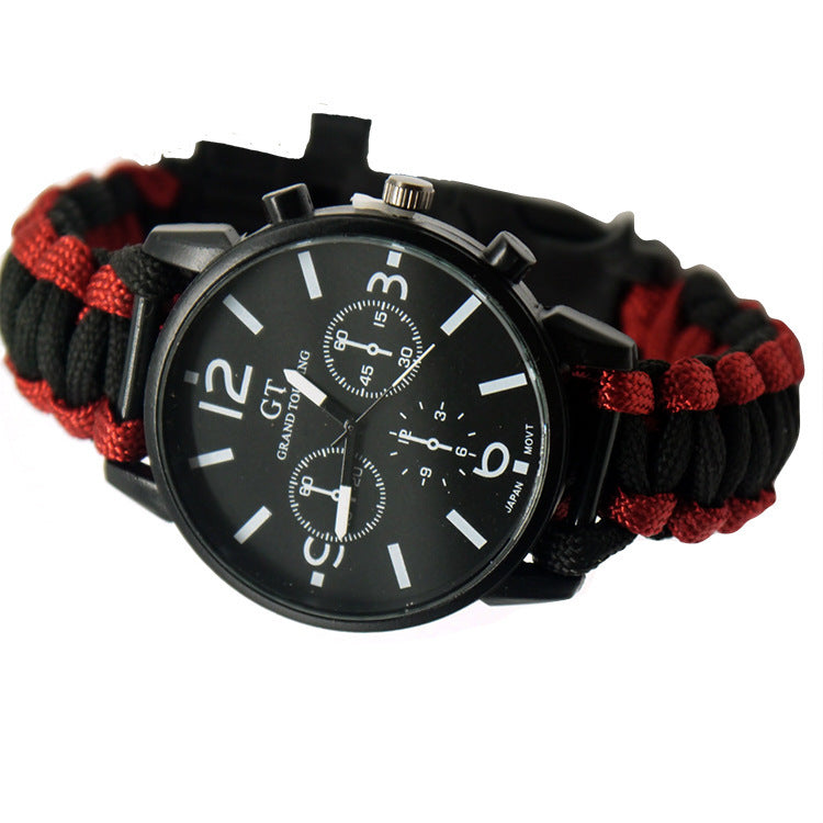 Survival/ Led Light Outdoor Waterproof Camping First Aid Parachute Cord Climbing Watch