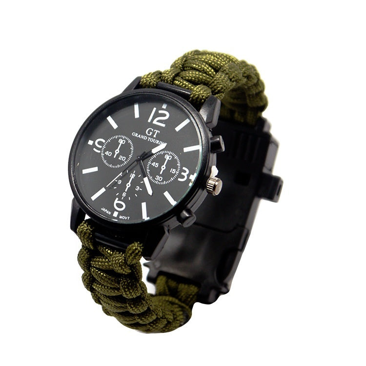 Survival/ Led Light Outdoor Waterproof Camping First Aid Parachute Cord Climbing Watch