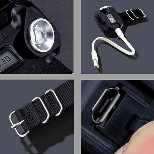 Camping and Survival/ LED Display Wrist Watch Tactical Flashlight