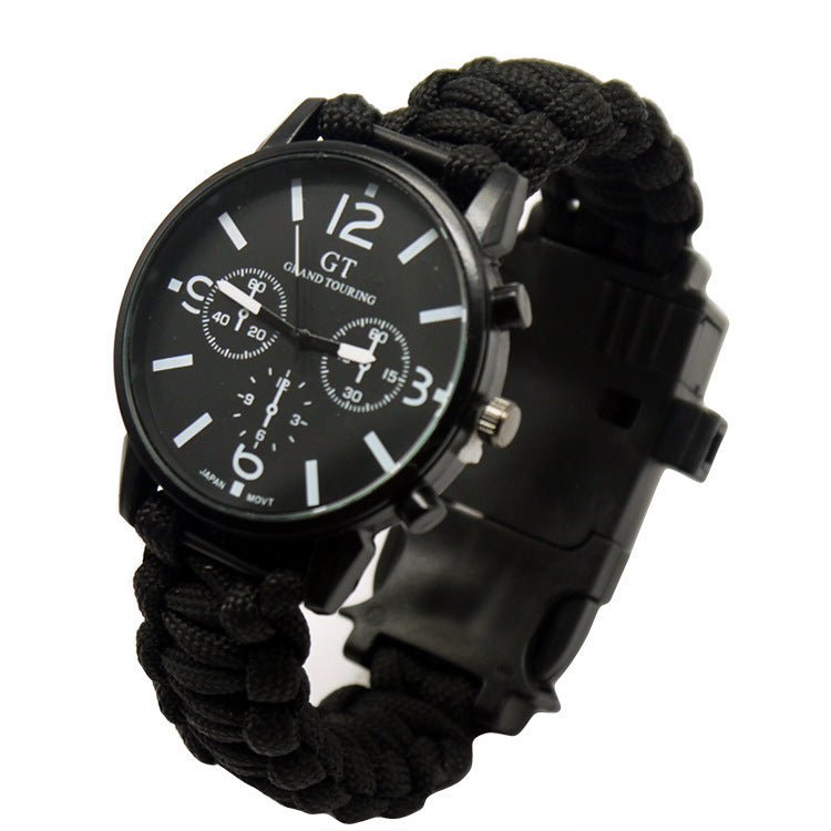 Survival/ Led Light Outdoor Waterproof Camping First Aid Parachute Cord Climbing Watch